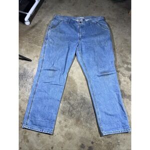 Carhartt Mens Jeans 38x30 Blue Denim Loose Fit Workwear Carpenter Pants
